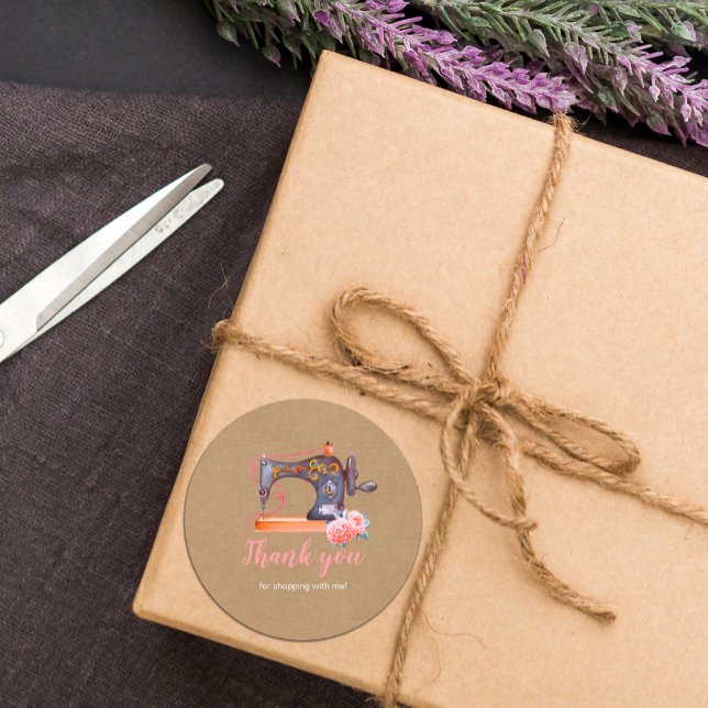 Vielen Dank Nähmaschine Blumenkleber Runder Aufkleber (Von Creator hochgeladen)