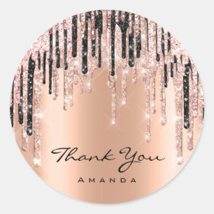 Vielen Dank Name 16. Brautparty Rose Gold Runder Aufkleber