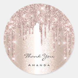 Vielen Dank Name 16. Bridal Rose Glitzer Elegant Runder Aufkleber