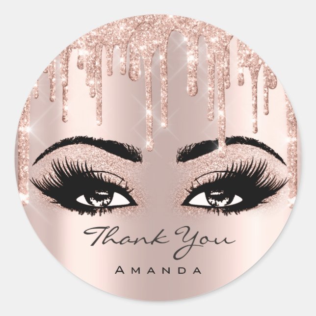 Vielen Dank Name 16. Bridal Rose Glitzer Eyelash Runder Aufkleber (Vorderseite)