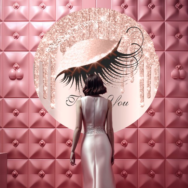 Vielen Dank Name 16. Bridal Rose Glitzer Eyes Runder Aufkleber (Thank You Name 16th Bridal Rose Glitter Eyes Classic Round Sticker)