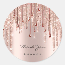 Vielen Dank Name 16. Bridal Rose Glitzer Spark Runder Aufkleber