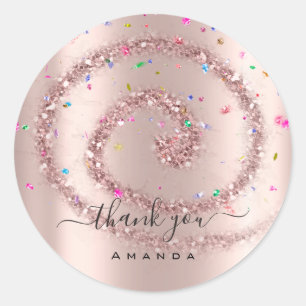Vielen Dank Name 16. Bridal Rose Spark Confetti Runder Aufkleber