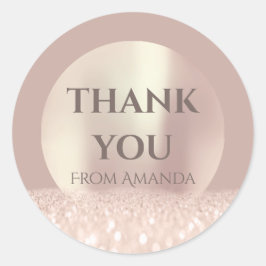 Vielen Dank Name ClassyRose Blush Modern Lux Glitz Runder Aufkleber