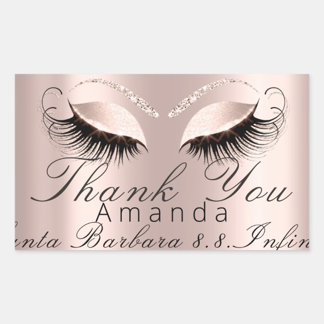 Vielen Dank Name Datum Rose Bridal Sweet 16. Rechteckiger Aufkleber (Vorderseite)