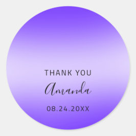 Vielen Dank Name Datum Sweet 16. Wedding Blue Lila Runder Aufkleber