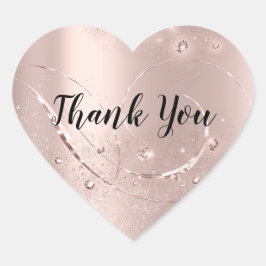 Vielen Dank Name Glitzer Rose Bridal Sweet 16. Herz-Aufkleber