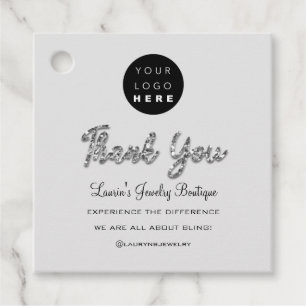 Vielen Dank Name Logo QR Code Silver Gray Geschenkanhänger