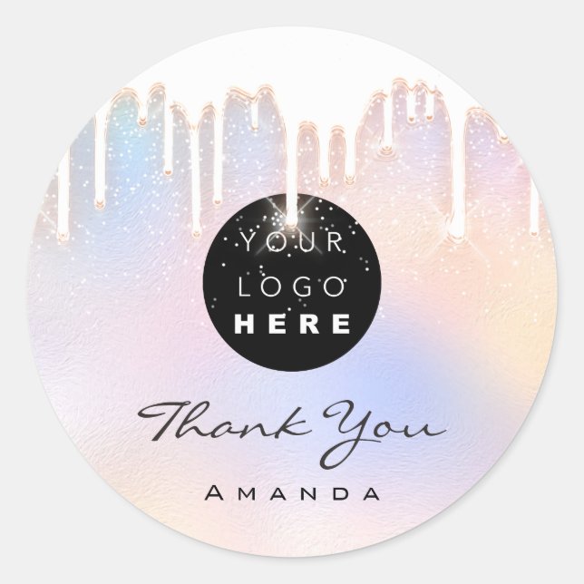 Vielen Dank Name Makeup Artist Holograph Spark Log Runder Aufkleber (Vorderseite)