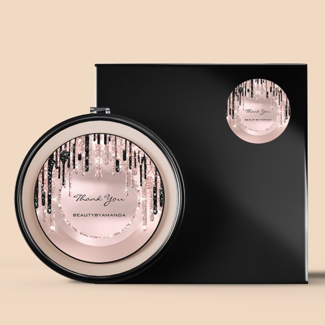 Vielen Dank Name Makeup Artist Tropfens Rose Glitz Runder Aufkleber (Von Creator hochgeladen)
