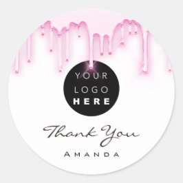 Vielen Dank Name Makeup Artist White Pink Logo Runder Aufkleber