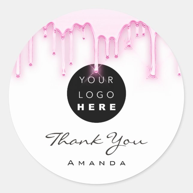Vielen Dank Name Makeup Artist White Pink Logo Runder Aufkleber (Vorderseite)