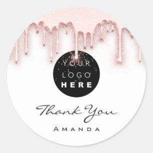 Vielen Dank Name Makeup Künstler White Rose.Logo Runder Aufkleber