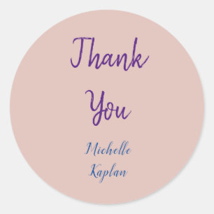 Vielen Dank Name Rose Gold Moderne Beruflich Runder Aufkleber