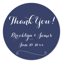 Vielen Dank Navy Blue Elegant Wedding Stickers