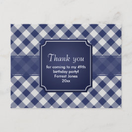 Vielen Dank Navy Blue Gingham Pattern Geometric Postkarte