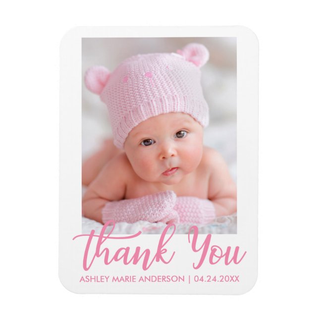 Vielen Dank, neues Baby Pink Script Magnet (Vertikal)