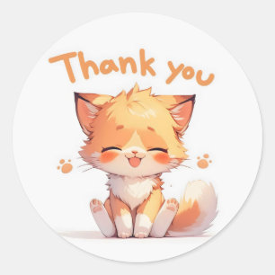 Vielen Dank Niedlich Anime Cat Runder Aufkleber