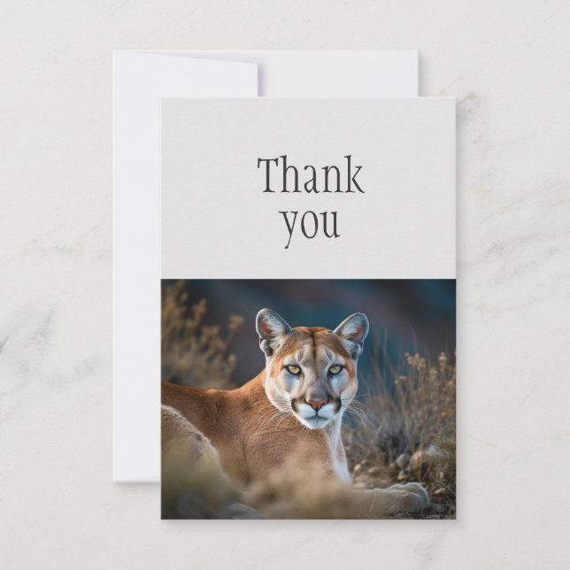 Vielen Dank Niedlich Cougar Mountain Lion Wild Cat Dankeskarte (Vorderseite)