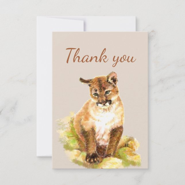 Vielen Dank Niedlich Cougar Puma Mountain Lion Cub Dankeskarte (Vorderseite)