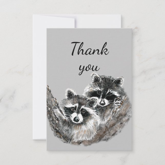 Vielen Dank Niedlich Cuddling Raccoon Hugs Liebe A Dankeskarte (Vorderseite)