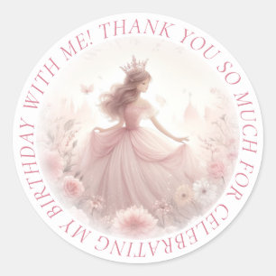 Vielen Dank, Niedlich Hübsche Rosa Prinzessin Runder Aufkleber