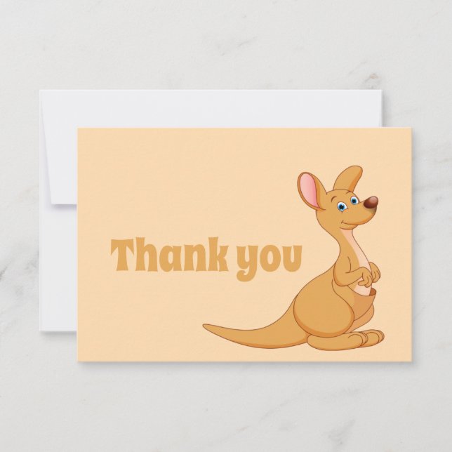 Vielen Dank Niedlich Kangaroo Cartoon Animal Dankeskarte (Vorderseite)