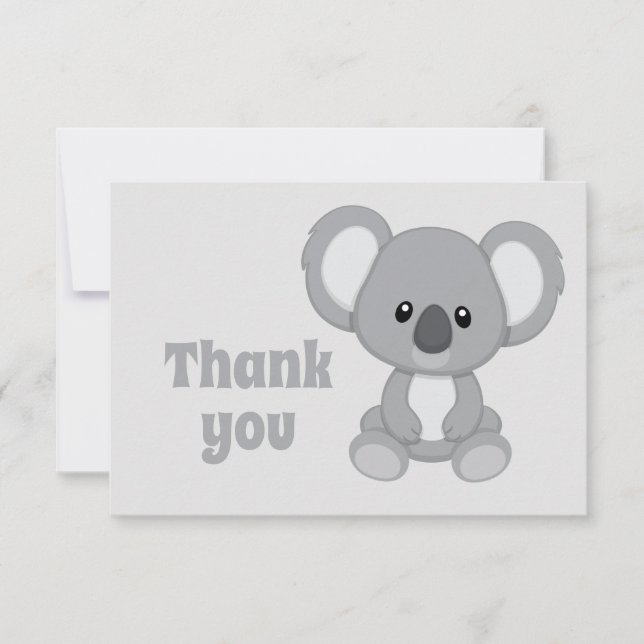 Vielen Dank Niedlich Koala Bären Cartoon Animal Dankeskarte (Vorderseite)