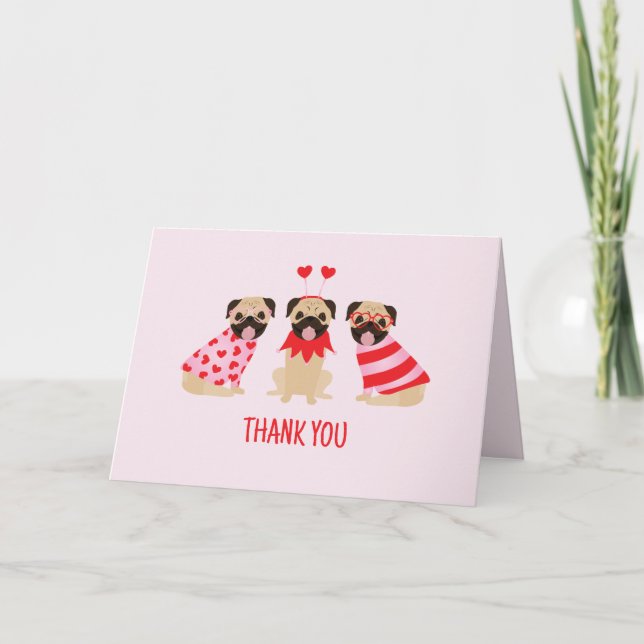 Vielen Dank Niedlich Mops Hunde Dankeskarte (Vorderseite)