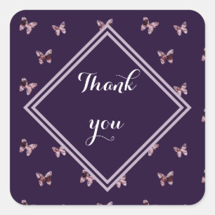 Vielen Dank Niedlich Satin Butterflies Pink Girly  Quadratischer Aufkleber