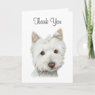 Vielen Dank Niedlich Westie Dog Card Dankeskarte