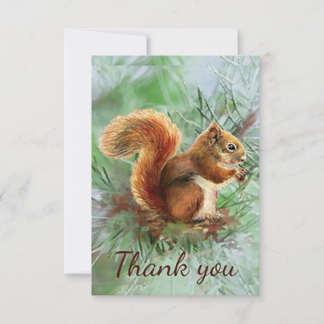Vielen Dank, Niedliche kleine rote Eichhörnchen Ti Dankeskarte (Vorderseite)