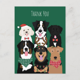 Vielen Dank Niedliche Weihnachtshunde Postkarte