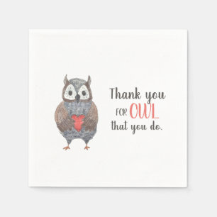 Vielen Dank Niedliches Owl Serviette