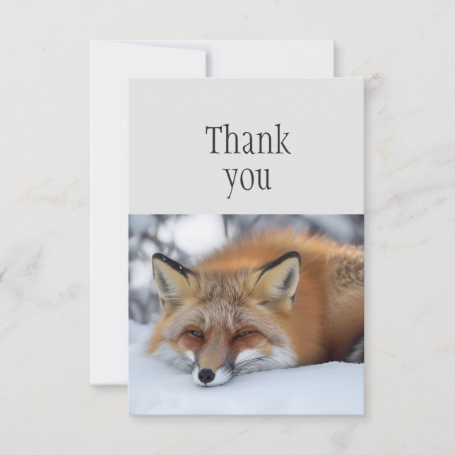 Vielen Dank Niedliches Schlafen Red Fox Tier Dankeskarte (Vorderseite)