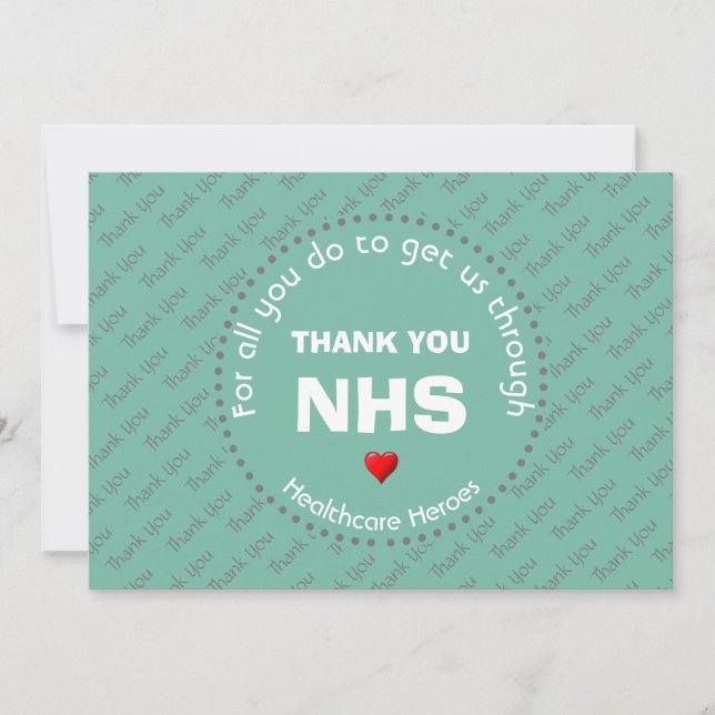 Vielen Dank Nurses NHS Healthcare Heroes AQUA Dankeskarte (Vorderseite)