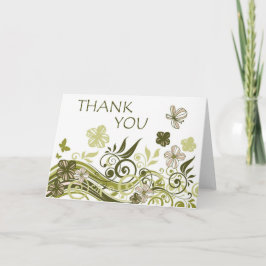 Vielen Dank (Olive Green Floral) Dankeskarte