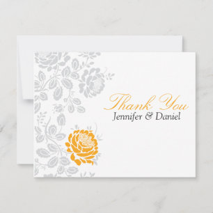 Vielen Dank, Orange und Grau Damask Mitteilungskarte
