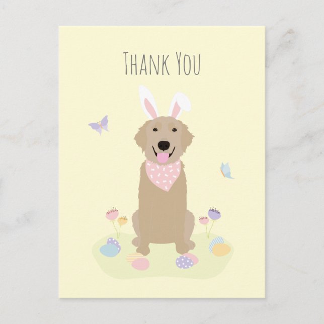 Vielen Dank Osterhase Golden Retriever Postkarte (Vorderseite)