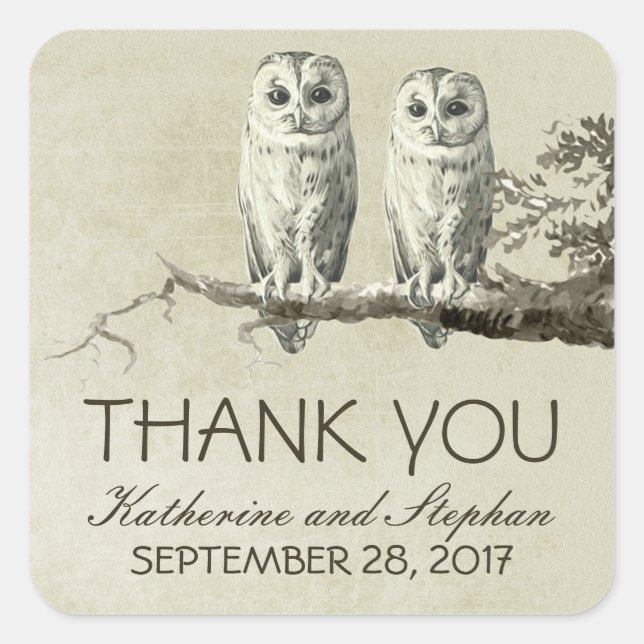 Vielen Dank, OWLS Aufkleber für Ihre Gastgeschenke (Vorderseite)