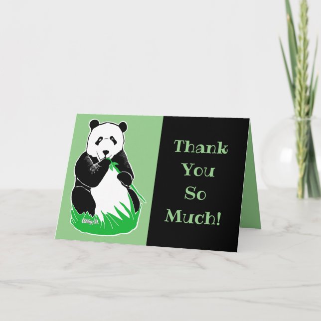 Vielen Dank! Panda Green und Black Greeting Karte (Vorderseite)