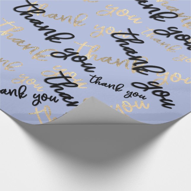 Vielen Dank Pastel Blue Gold Caligraphy Script Geschenkpapier (Ecke)
