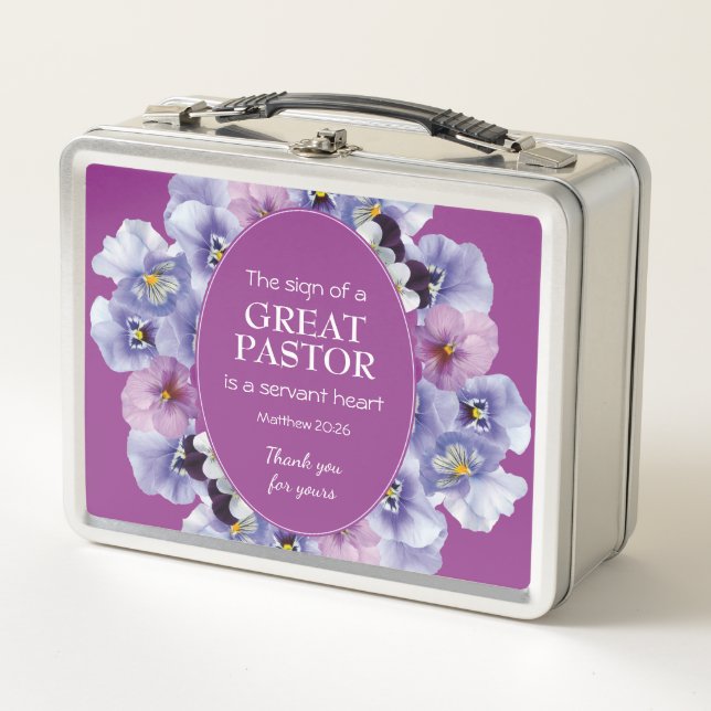 Vielen Dank Pastor Wertschätzung Floral Metall Brotdose (Vorderseite)