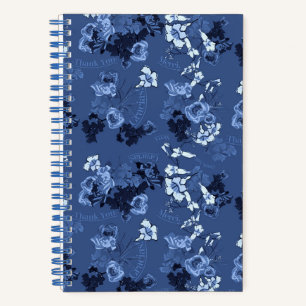 Vielen Dank Pattern Blue Notizbuch