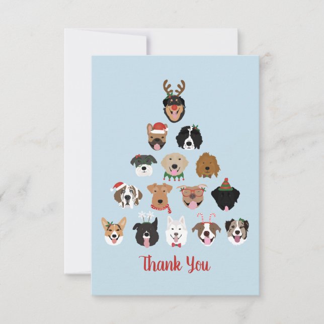 Vielen Dank Pawlidays Hund Weihnachtsbaum Dankeskarte (Vorderseite)