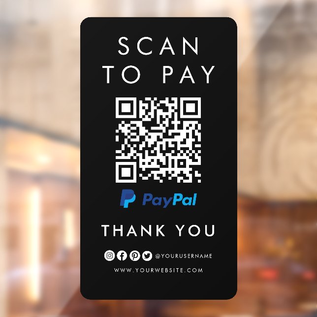 Vielen Dank Paypal Scan zu bezahlen QR Code Modern Fensteraufkleber (Blatt 2)