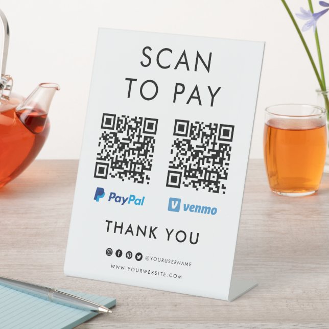 Vielen Dank Paypal Venmo Scan zu bezahlen QR Code  Sockelschild (In Situ)