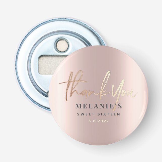 Vielen Dank Personalisiert 16. Bridal Rose Gold Ch Flaschenöffner (Vorderseite)