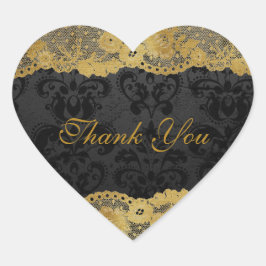 Vielen Dank, Personalisiert Golden Black Lace Stic Herz-Aufkleber
