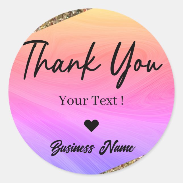 Vielen Dank, Personalisiert Pastel Holographic Runder Aufkleber (Vorderseite)